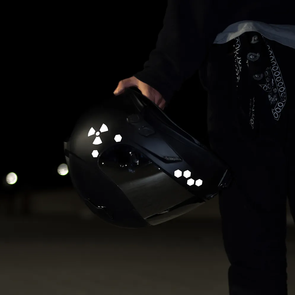 Glowrider Reflective Helmet Sticker - Hazard Edition^Moto Loot