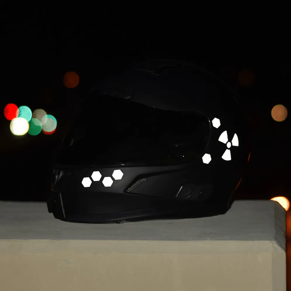 Glowrider Reflective Helmet Sticker - Hazard Edition^Moto Loot