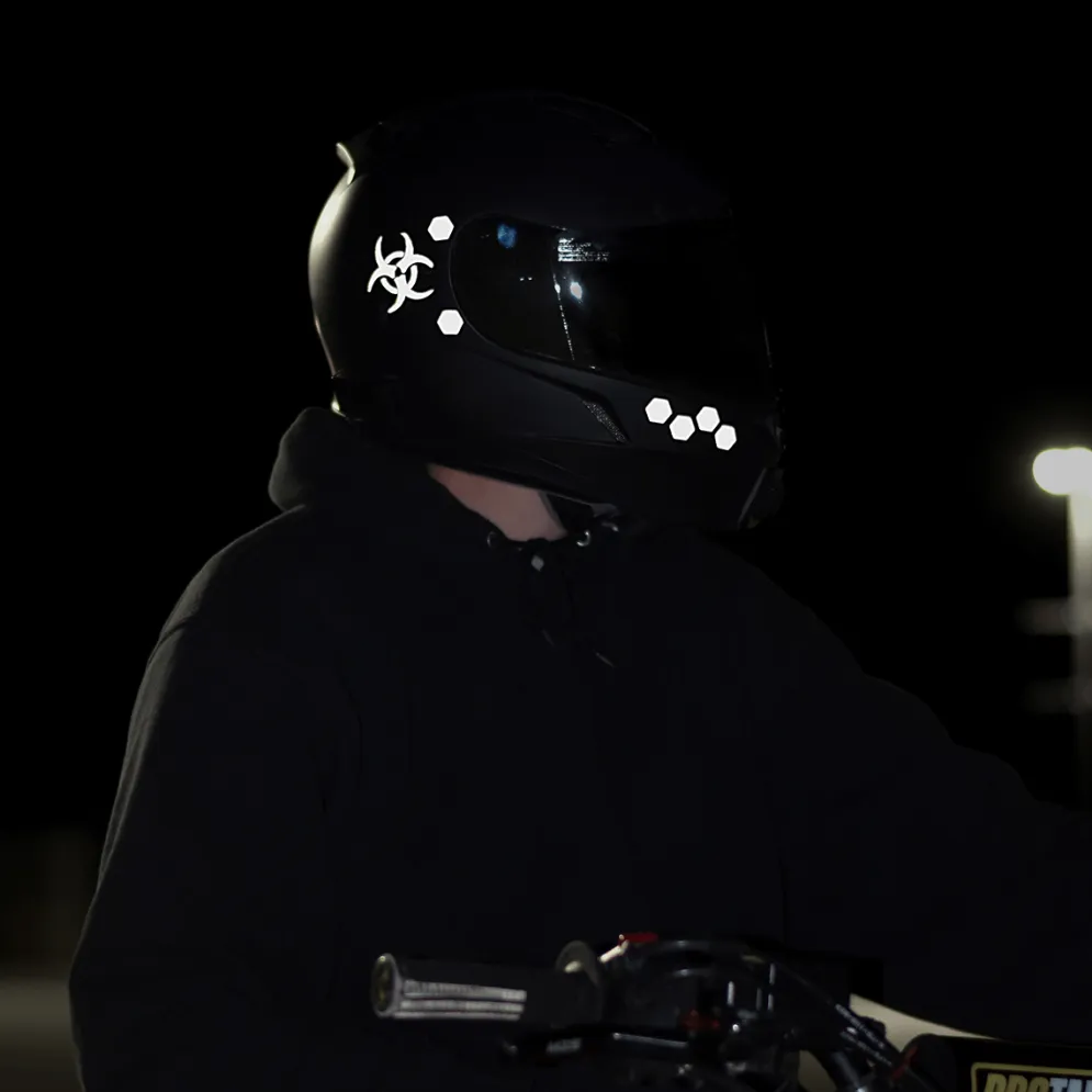 Glowrider Reflective Helmet Sticker - Hazard Edition^Moto Loot