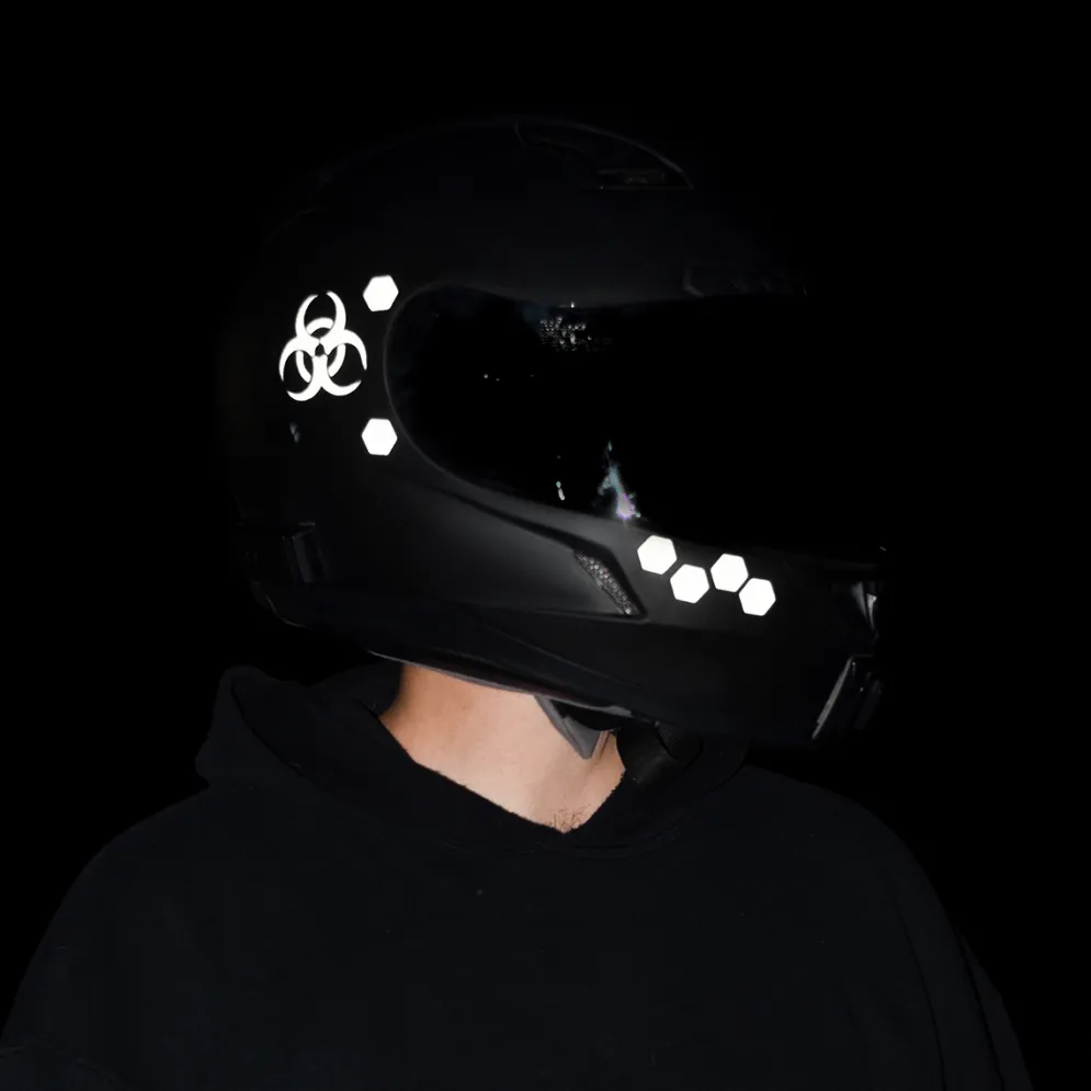 Glowrider Reflective Helmet Sticker - Hazard Edition^Moto Loot