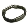 Leather And Steel - Double Cord Black Bracelet^Moto Loot Discount