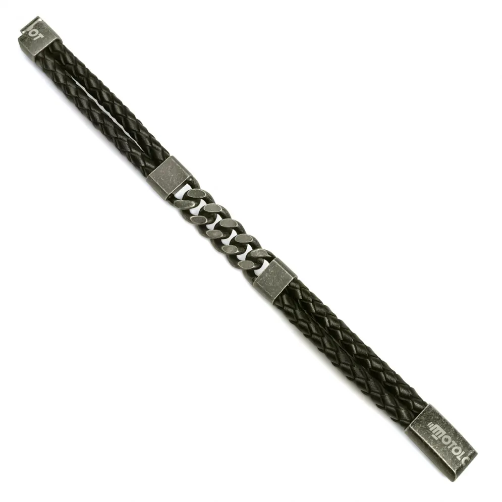 Leather And Steel - Double Cord Black Bracelet^Moto Loot Discount