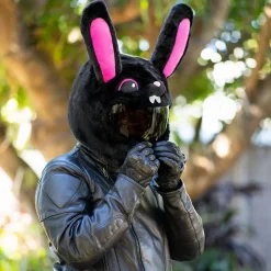Motorcycle Helmet Cover - Black & Pink Bunny^Moto Loot Discount