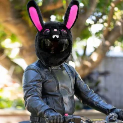 Motorcycle Helmet Cover - Black & Pink Bunny^Moto Loot Discount