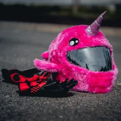 Motorcycle Helmet Cover - Pink Narwhal^Moto Loot Online