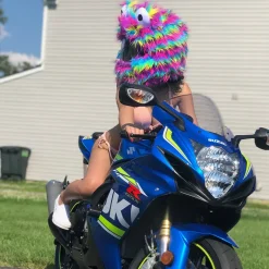 Motorcycle Helmet Cover - Rainbow Long Fur^Moto Loot Discount