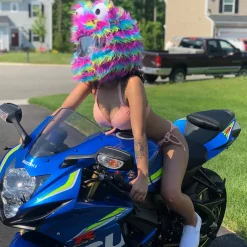 Motorcycle Helmet Cover - Rainbow Long Fur^Moto Loot Discount