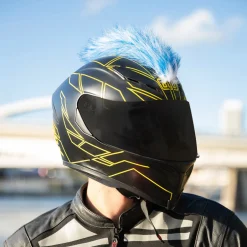 Motorcycle Helmet Mohawk - Blue And White^Moto Loot Sale
