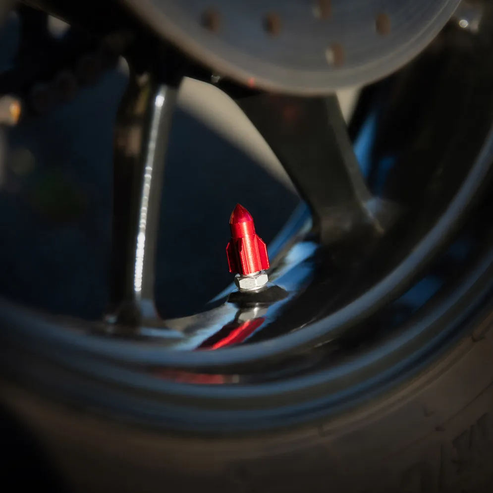 Rocket Red - Motorcycle Valve Caps^Moto Loot New