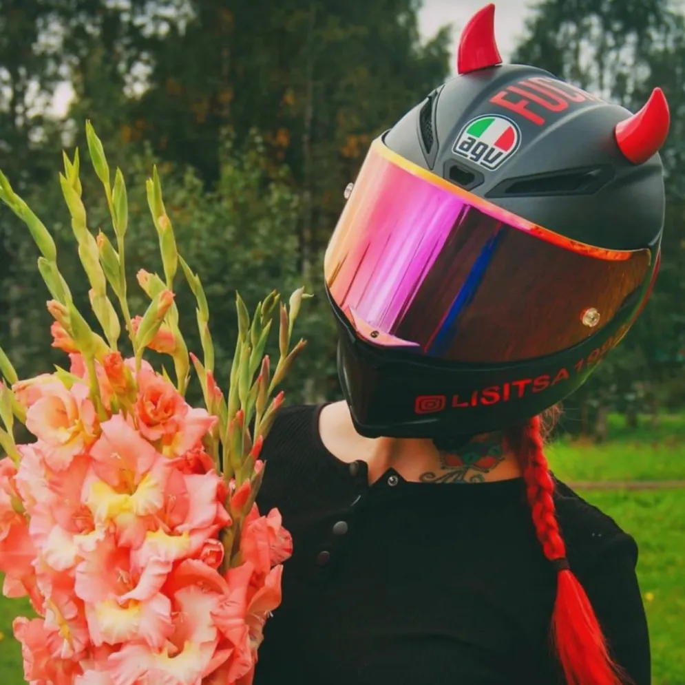 Small Horns Red - Motorcycle Helmet Accessory^Moto Loot Clearance