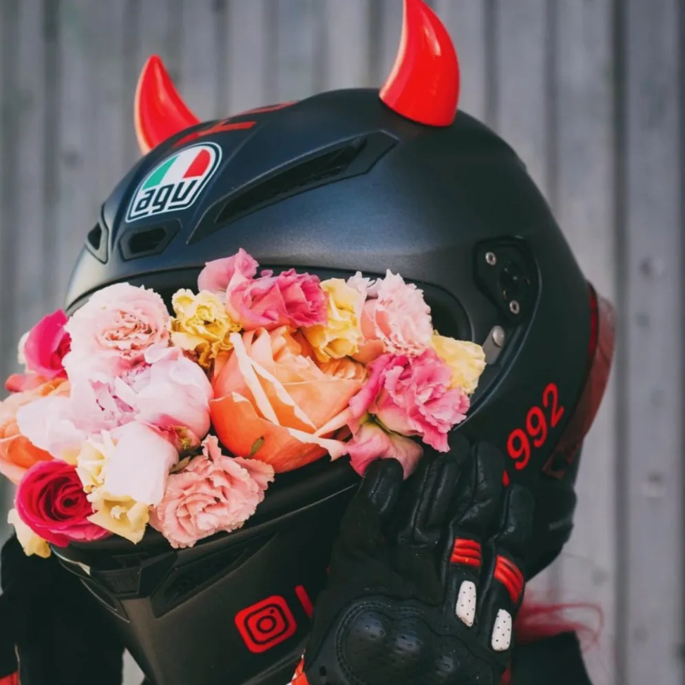 Small Horns Red - Motorcycle Helmet Accessory^Moto Loot Clearance