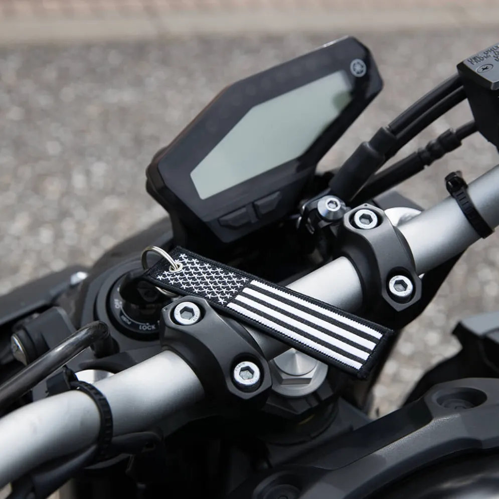 Usa Flag Black And White - Motorcycle Keychain^Moto Loot Sale