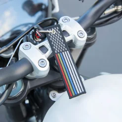 Usa Flag Thin Blue, Red, Green Line- Motorcycle Keychain^Moto Loot Best