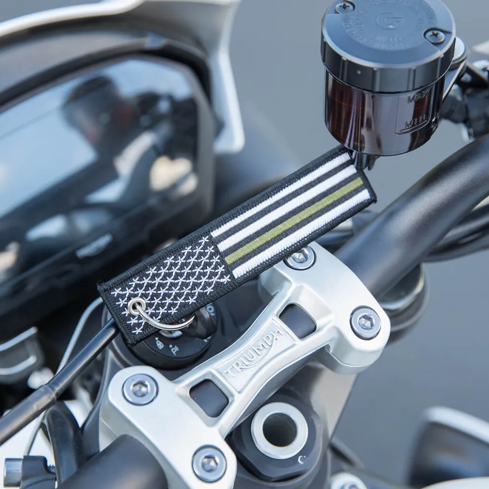 Usa Flag Thin Green Line- Motorcycle Keychain^Moto Loot Outlet