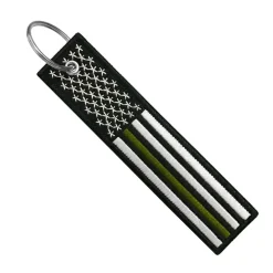 Usa Flag Thin Green Line- Motorcycle Keychain^Moto Loot Outlet