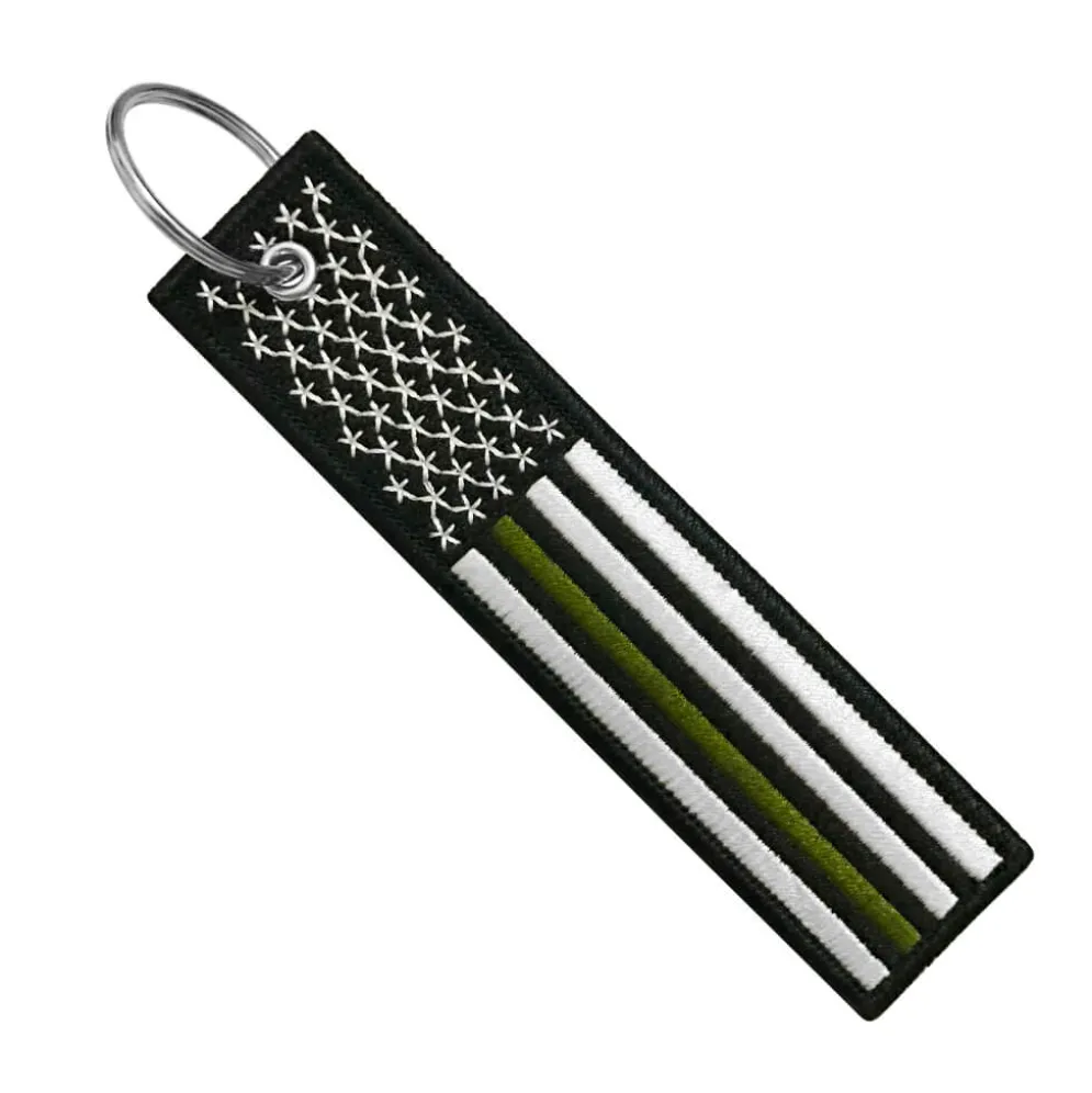 Usa Flag Thin Green Line- Motorcycle Keychain^Moto Loot Outlet