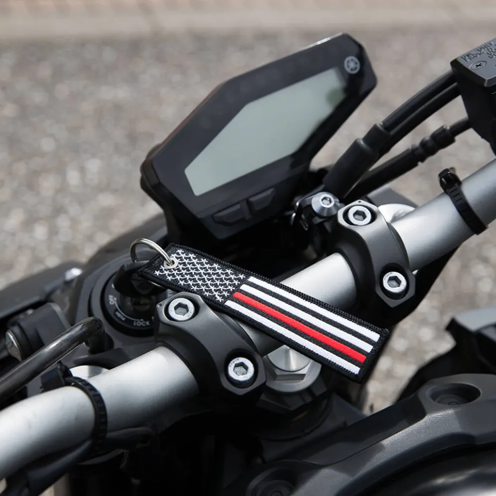 Usa Flag Thin Red Line - Motorcycle Keychain^Moto Loot New